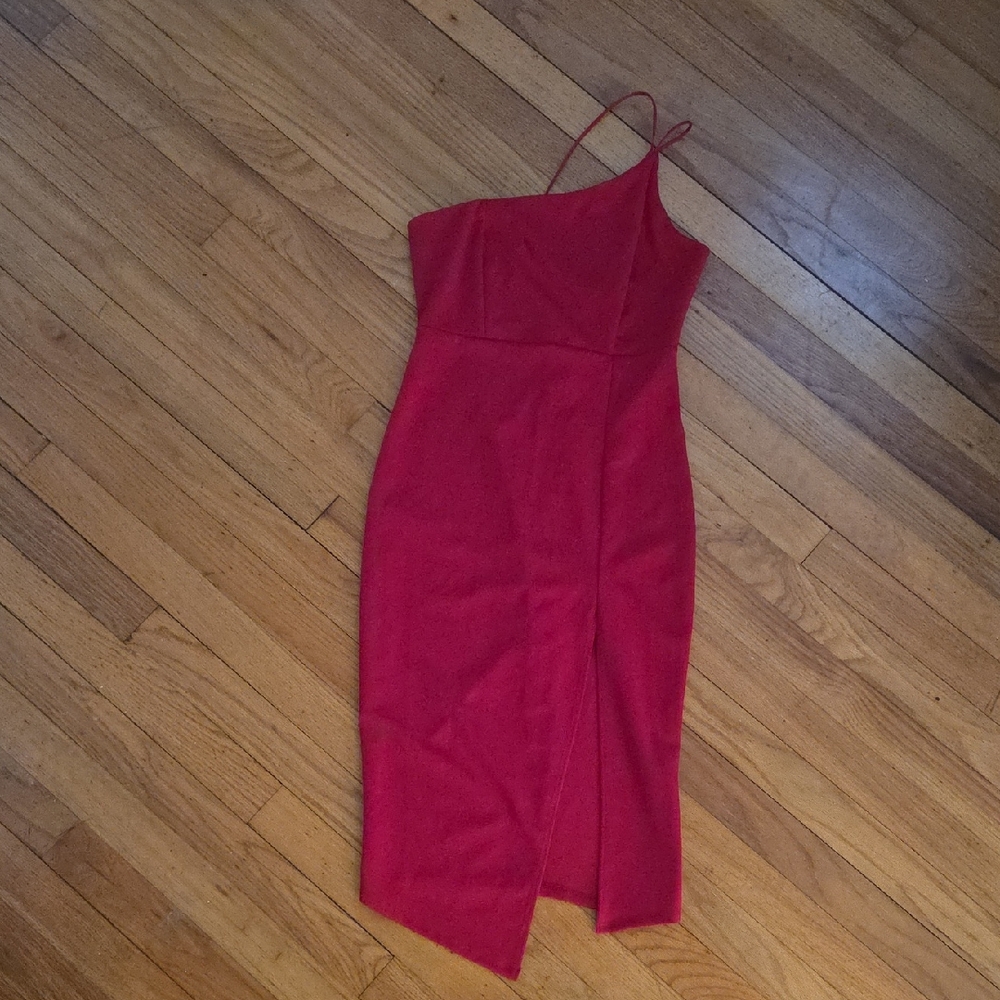 Fashion Nova Vibrant Red One-Shoulder Dress